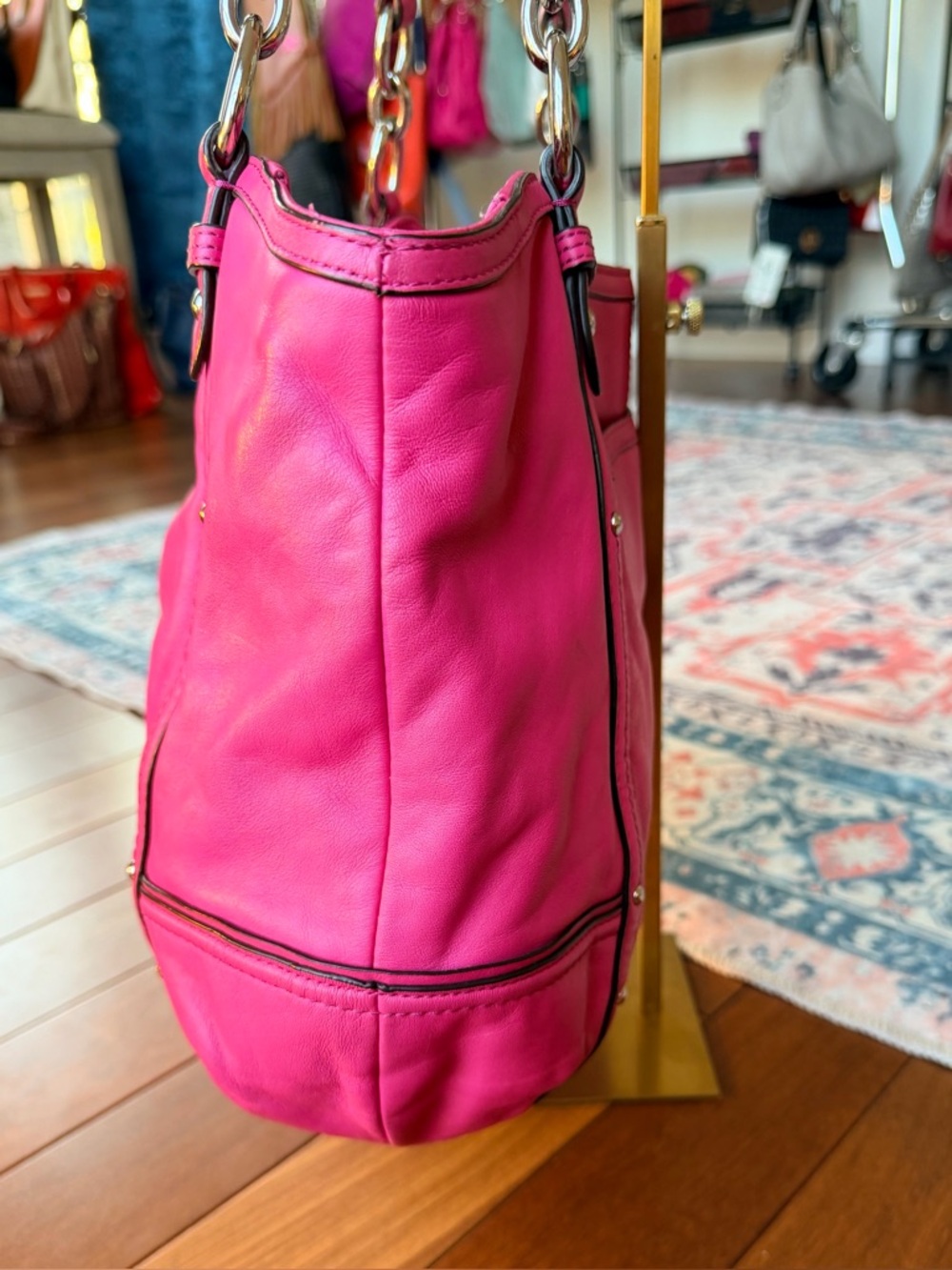 Coach Alexandra Hot Pink Leather Tote Shoulder Bag. - Picture 4 of 14